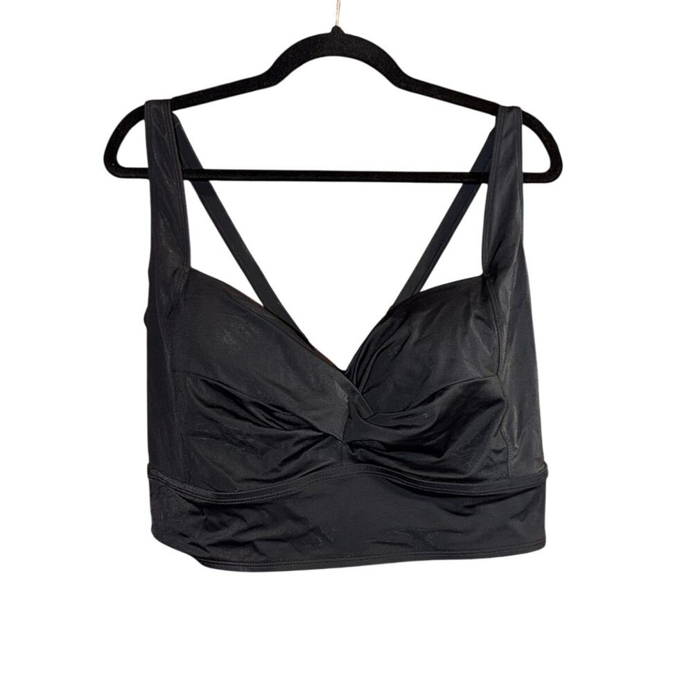 Torrid Women's Plus Size Black Long Line Cross Strap Bikini Top Swim Size 4 4X